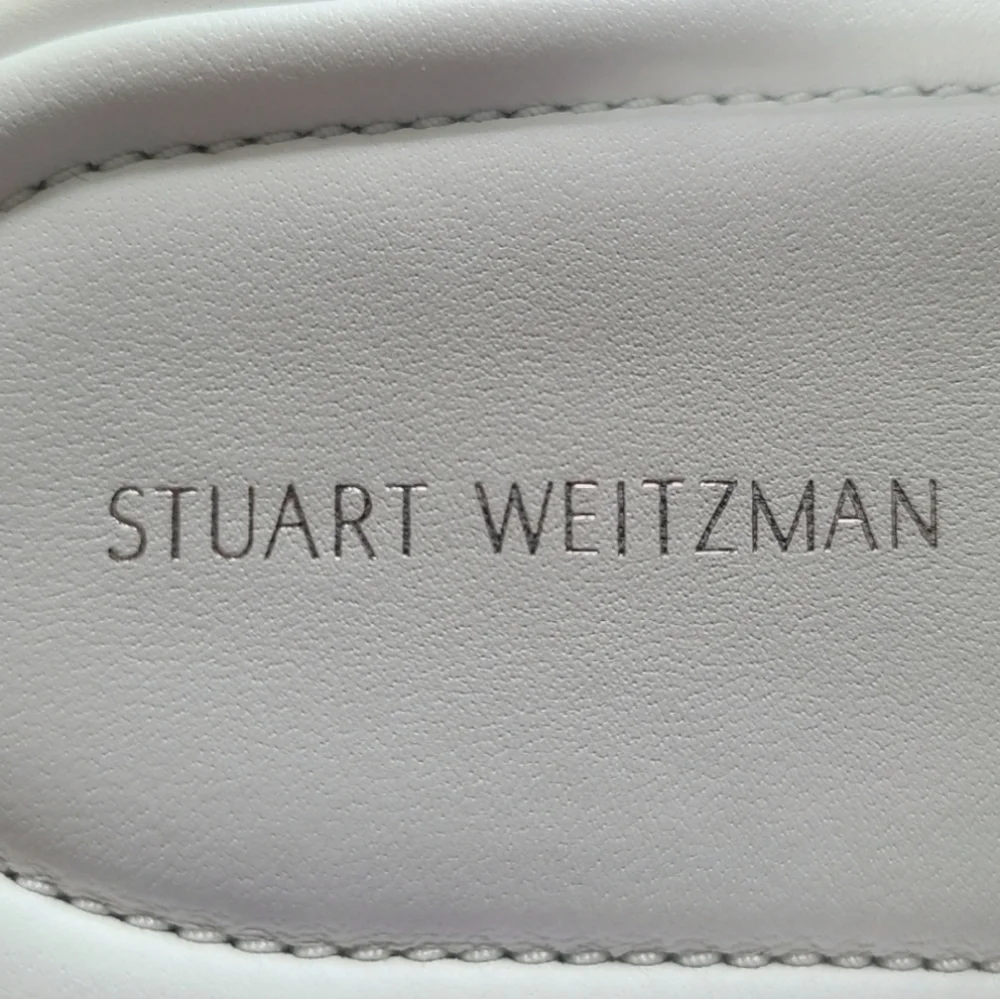 Stuart Weitzman Elodie Leather Sandals, Size 8, White, NIB